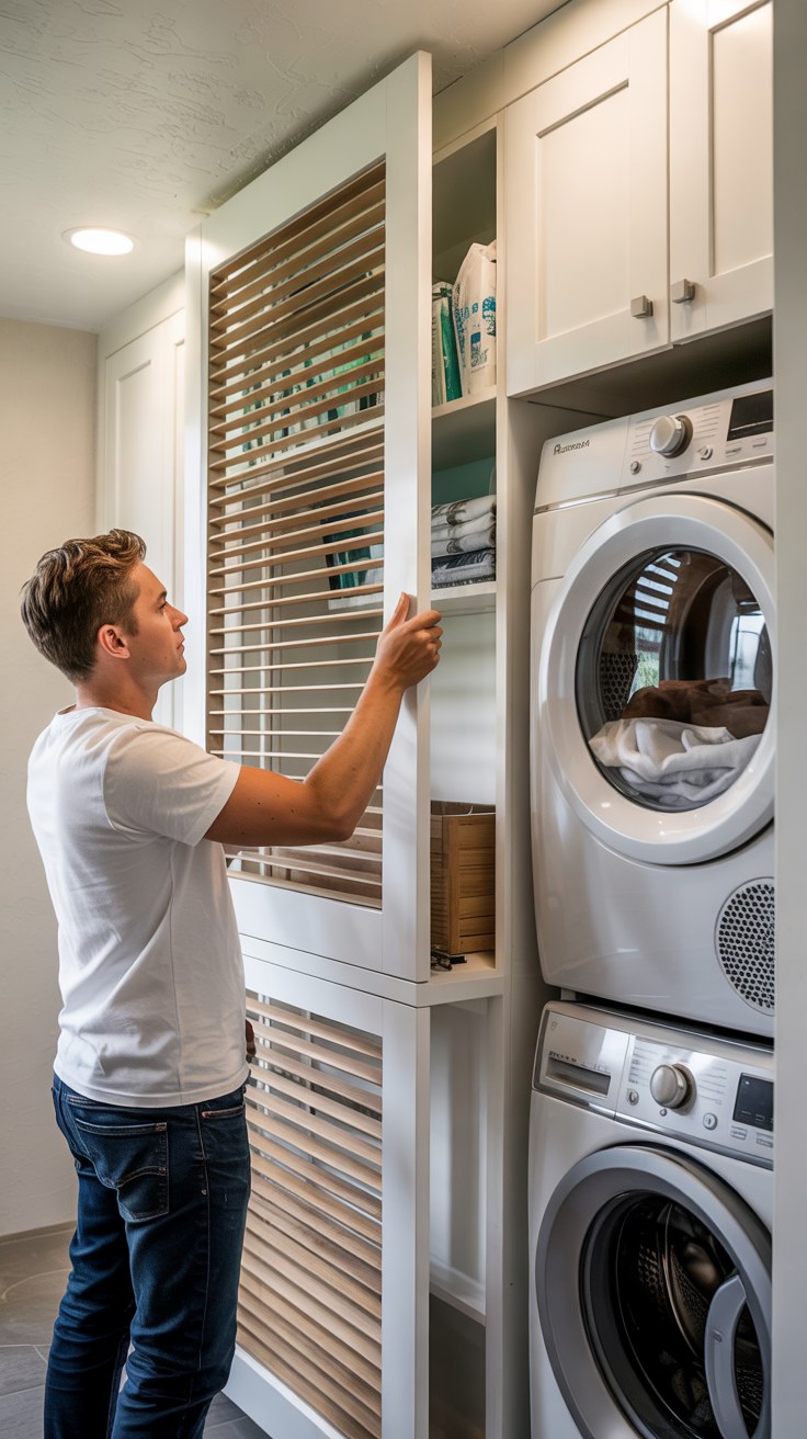Luxury Laundry Room Design: Built-In Drying Racks & Washer Organization