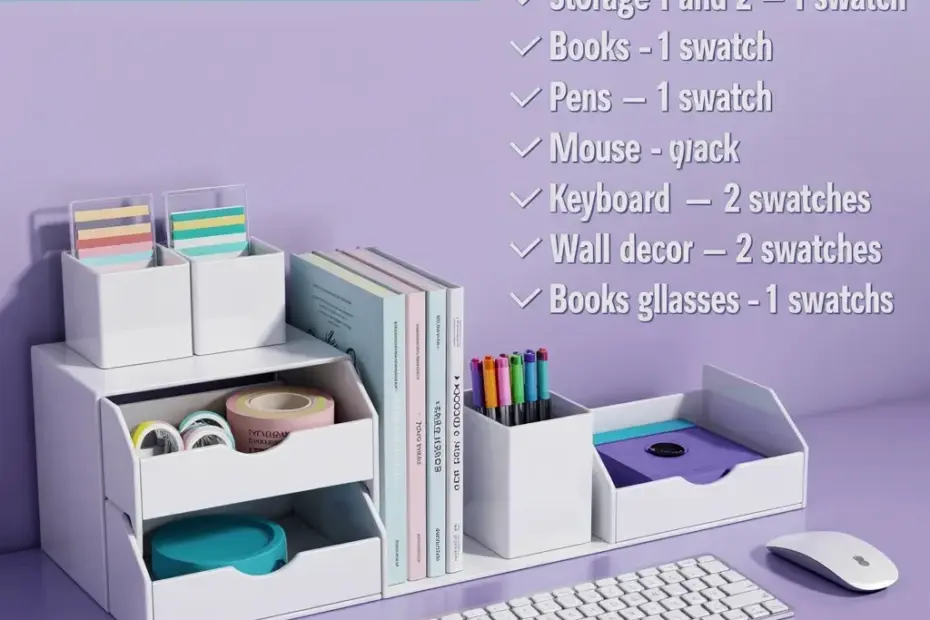 White Desk Organizer Set for Students - Cute Washi Tape and Sticky Note Storage