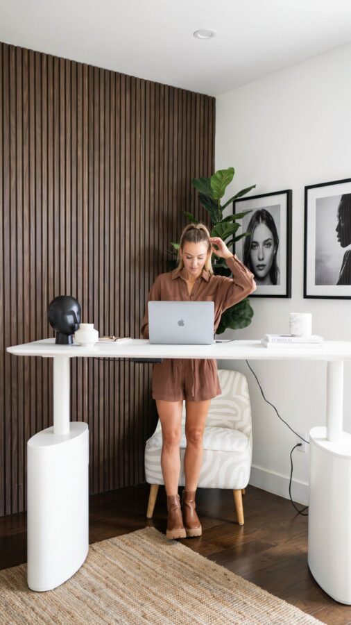 Small Home Office Standing Desk | Athena Ergonomic Height Adjustable Desk | WFH Essentials