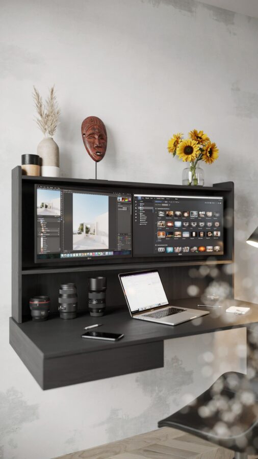DropTop Wall-Mounted Desk | 42% More Productivity | Home Office Workspace