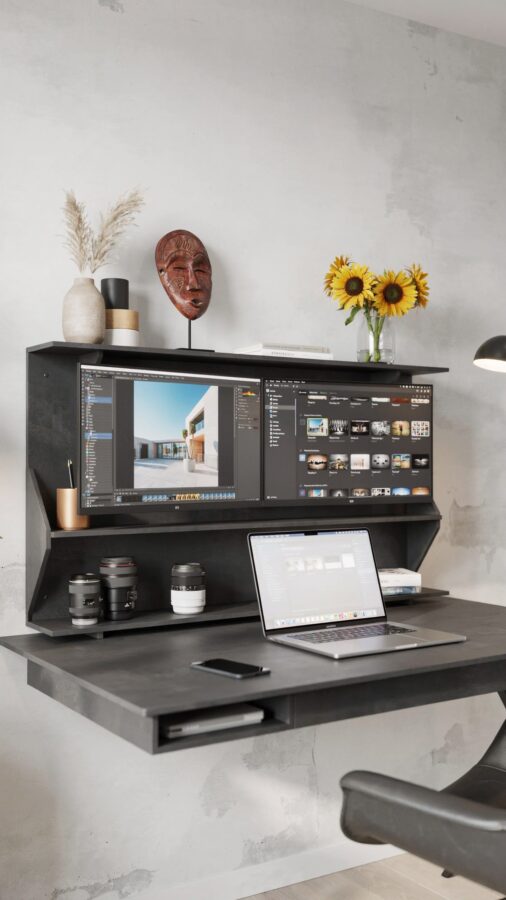 Wall-Mounted Desk for Home Office | Boost Productivity with DropTop Desk | Clutter-Free Workspace