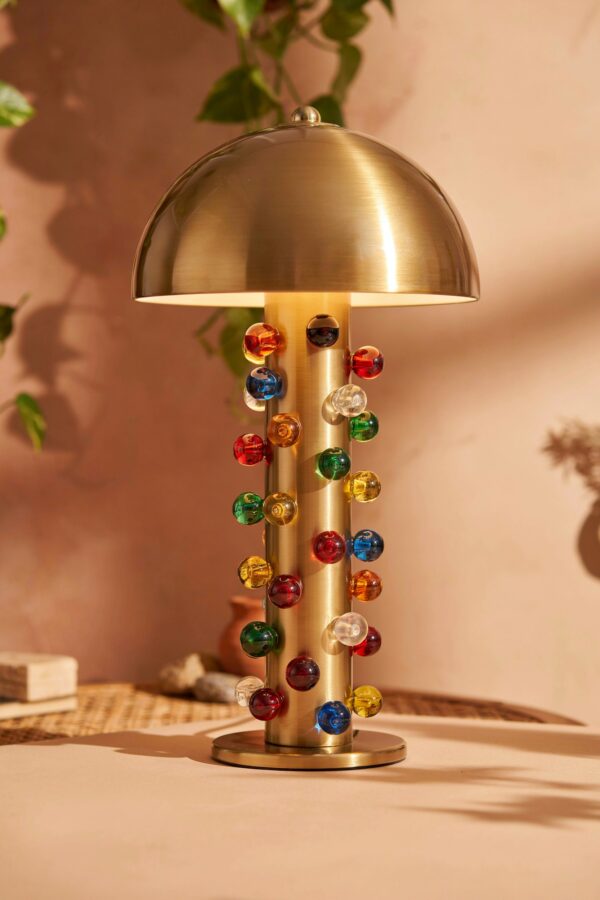 Colorful Glass Mushroom Table Lamp | Handmade Bubble Desk Light for Home Office
