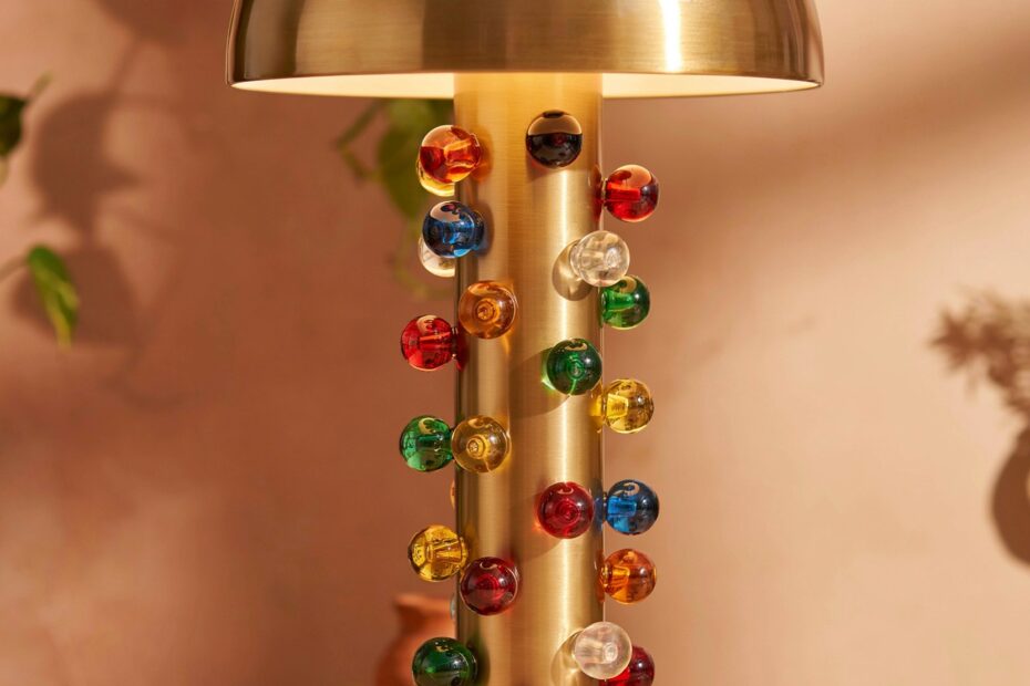 Colorful Glass Mushroom Table Lamp | Handmade Bubble Desk Light for Home Office