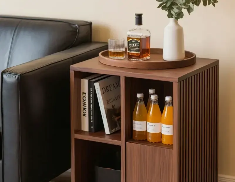 Bar Cart Styling Ideas | Wooden Cart Before & After with Leather Sofa