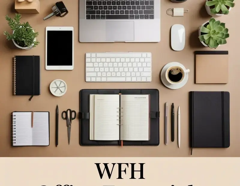 Home Office Essentials Flatlay | WFH Desk Setup Before & After Organization