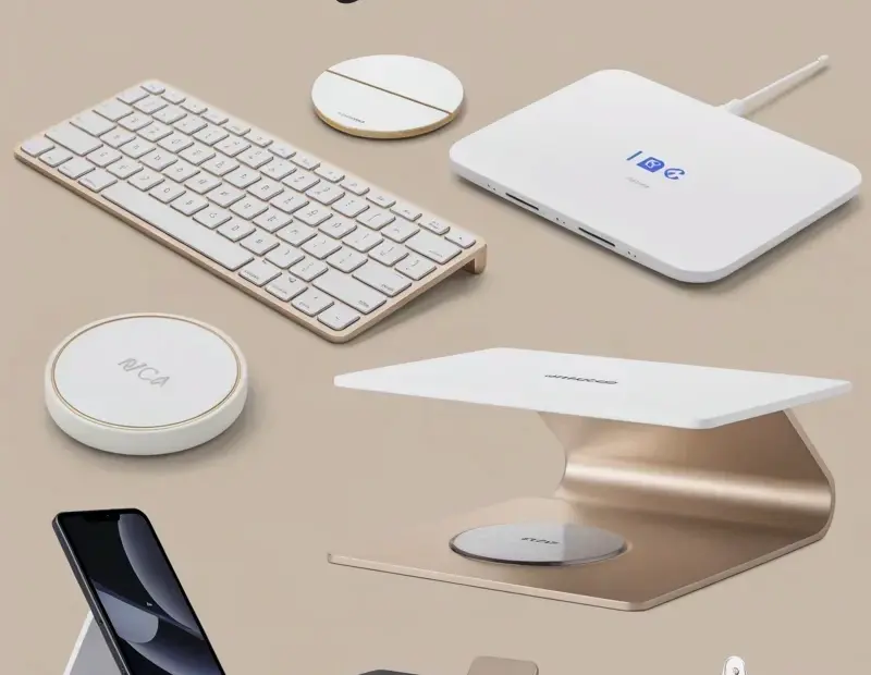 Minimalist Home Office Amazon Finds: White Gold Keyboard, Charging Pad & More